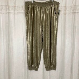 Anthropologie Plus Gold Metallic Shimmer Jogger Pants